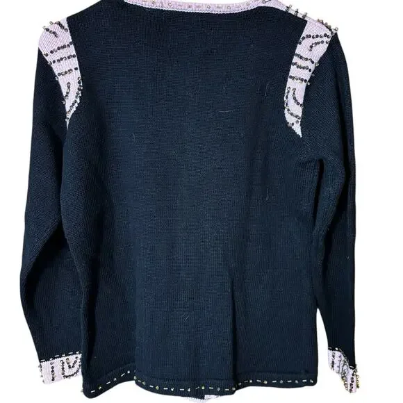 Storybook Knits Vintage Beaded Art Cardigan Jacket XS Cottagecore Boho Artwear - Picture 8 of 15